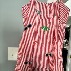 Red and White Striped Top with Embroidered Accents